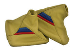 FITS BMW E36 E46 BEIGE SET OF GAITERS LEATHER TRI STRIPES CUSTOM NEW MADE IN UK