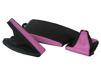 FITS BMW E36 E46 LEATHER ARMREST COVER&GAITERS BLACK PINK CUSTOM NEW MADE IN UK