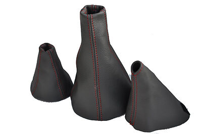 FITS RANGE ROVER CLASSIC red stitch 3X GAITERS SET GREY LEATHER CUSTOM NEW