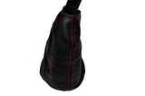 RED STITCHING FITS FIAT PANDA 85-03 LEATHER GEAR GAITER FITS OVER RUBBER GAITER