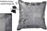 1X GREY AND OLD SILVER EXCLUSIVE LUXURY GENUINE LEATHER CUSHION 20" x 20"