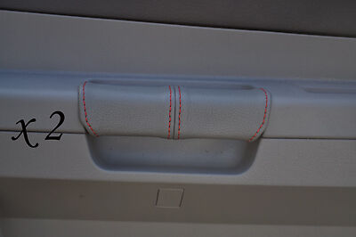 RED STITCH FITS CHRYSLER 300C CRD 06-11 2X FRONT DOOR HANDLE GREY LEATHER COVERS
