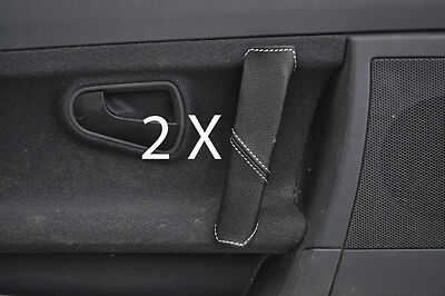 white stitch FITS SMART ROADSTER 03-05 2X DOOR HANDLE LEATHER COVERS CUSTOM NEW
