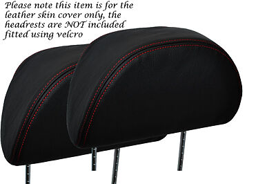 RED STITCH FITS  ROVER 200 95-99 2X FRONT HEADRESTS LEATHER COVERS ONLY