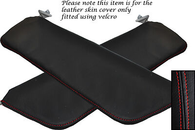 RED STITCHING FITS MORRIS MARINA 2X SUN VISORS LEATHER COVERS ONLY CUSTOM NEW