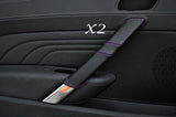 PURPLE STITCHING FITS PEUGEOT RCZ 2010+ 2X DOOR HANDLE LEATHER COVERS ONLY