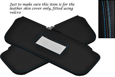 BLUE STITCHING FITS FORD ESCORT MK2 2X SUN VISORS LEATHER COVERS ONLY CUSTOM NEW