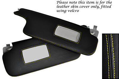 YELLOW STITCH FITS RENAULT MEGANE 2002-2008 2X SUN VISORS LEATHER COVERS ONLY