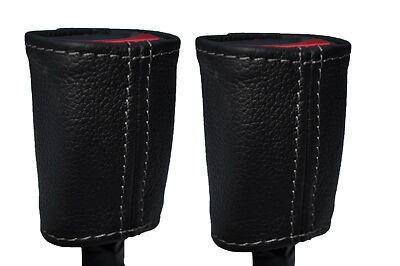 GREY STITCH FITS FIAT 500 & 500 ABARTH 07+ 2X FRONT SEAT BELT LEATHER COVERS