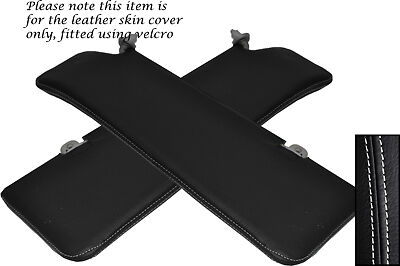 WHITE STITCHING FITS MAZDA BONGO FORD FREDA 2X SUN VISORS LEATHER COVERS ONLY