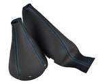 BLUE STITCH FITS BMW MINI COOPER S ONE 01-11 GEAR HANDBRAKE CARBON VINYL GAITERS