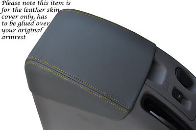 YELLOW STITCH FITS MITSUBISHI L200 ANIMAL 2006-2010 GREY LEATHER ARMREST COVER