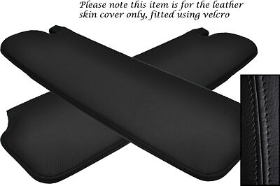 BLACK STITCH FITS PORSCHE 944 968 CABRIO CONVERTIBLE 2X SUN VISORS LTHR COVERS