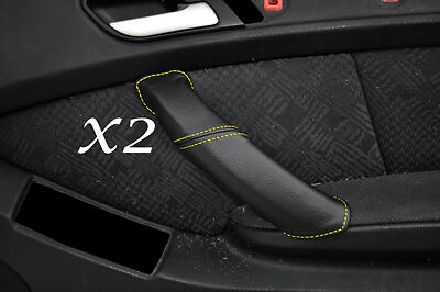 YELLOW STITCHING FITS BMW X5 E53 00-07 2X FRONT DOOR HANDLE LEATHER COVERS