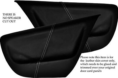 WHITE STITCHING FITS VW LUPO 98-05 2X REAR DOOR CARD LEATHER SKIN COVERS ONLY