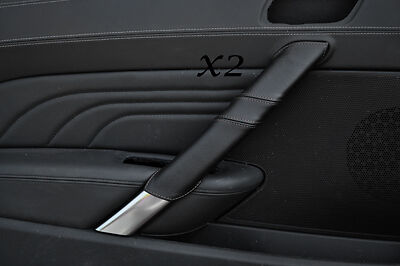 BLACK STITCHING FITS PEUGEOT RCZ 2010+ 2X DOOR HANDLE LEATHER COVERS ONLY