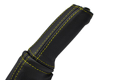 yellow stitch FITS VAUXHALL OPEL CORSA D 06-11 LEATHER HANDBRAKE HANDLE COVER
