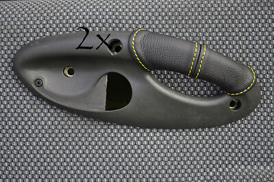 FITS FIAT PUNTO MK2 99-03 yellow stitch 2X LEATHER DOOR HANDLE COVERS CUSTOM NEW