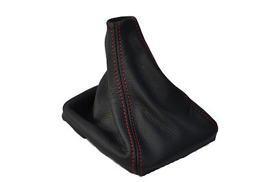 RED STITCHING FITS AUDI A4  B6 BLACK REAL LEATHER GEAR GAITER 2001-2004