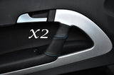 BLUE STITCH FITS AUDI A3 09+ CONVERTIBLE CABRIO 2X DOOR HANDLE LEATHER COVERS