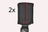 red stitch FITS FORD KA  96-09 2X FRONT SEAT BELT STALK LEATHER COVERS