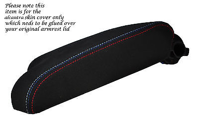 TRI STITCHING FITS BMW 3 SERIES E46 1998-2005 ARMREST BLACK PU SUEDE COVER ONLY