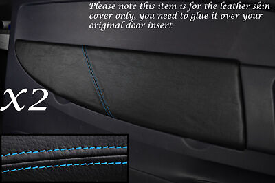 BLUE STITCHING FITS PEUGEOT 1007 05-09 2X DOOR CARD LEATHER COVERS ONLY