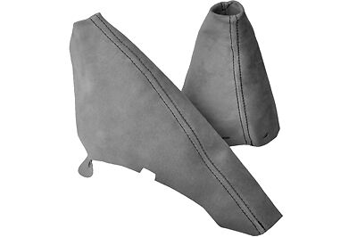 L GREY PU SUEDE FITS BMW MINI COOPER S 1 ONE GEAR HANDBRAKE GAITER BLACK STITCH