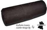 EXCLUSIVE LUXURY DISTRESS BROWN LEATHER CUSHION UNION JACK BOLSTER ROLL 9" x 24"