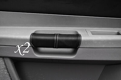WHITE STITCH FITS CHRYSLER 300C CRD 06-11 2X FRONT DOOR HANDLE BLACK LTHR COVERS