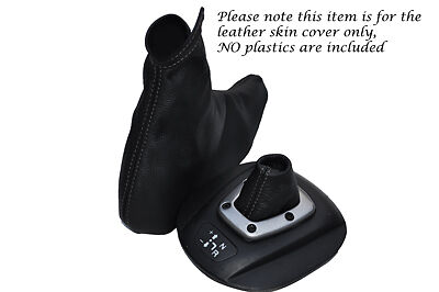 GREY STITCHING FITS ALFA ROMEO 147 SELESPEED SET OF GAITERS BLACK LEATHER