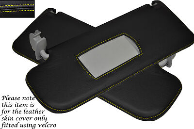 YELLOW STITCHING FITS SEAT LEON MK1 1999-2006 2X SUN VISORS LEATHER COVERS