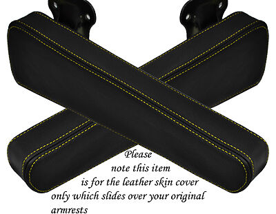 YELLOW STITCHING FITS DAF CF 2X DRIVER SEAT ARMREST LEATHER COVERS ONLY