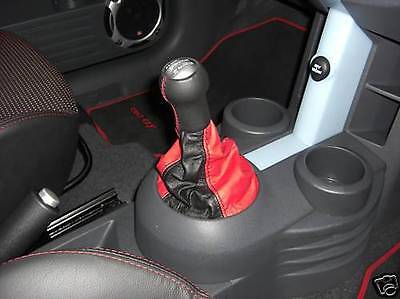 BLACK AND RED FITS  MITSUBISHI COLT 04-12 LEATHER GAITER FITS OVER THE RUBBER