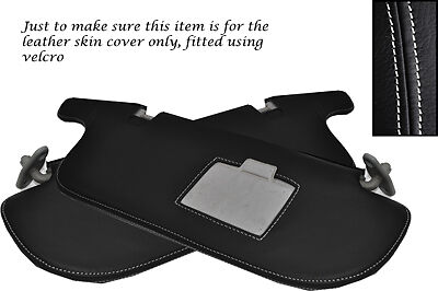 WHITE STITCH FITS MITSUBISHI L200 WARRIOR K74 98-06 2X SUN VISORS LEATHER COVERS