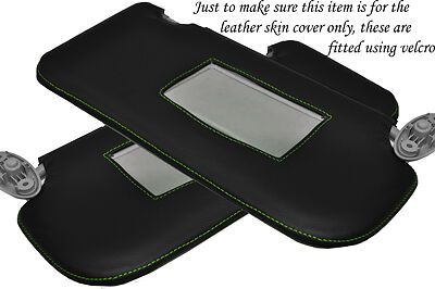 GREEN STITCH FITS FORD FIESTA MK6 MK7 FUSION 02-08 2X SUN VISORS LEATHER COVERS