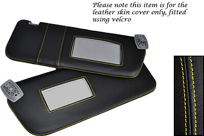 YELLOW STITCHING FITS PEUGEOT 306 93-02 2X SUN VISORS LEATHER COVERS ONLY