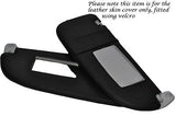 BLACK STITCHING FITS PEUGEOT 206 98-10 2X SUN VISORS LEATHER COVERS ONLY