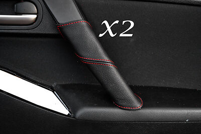RED STITCHING FITS MAZDA 3 2009-2013 2X FRONT DOOR HANDLE LEATHER COVERS ONLY
