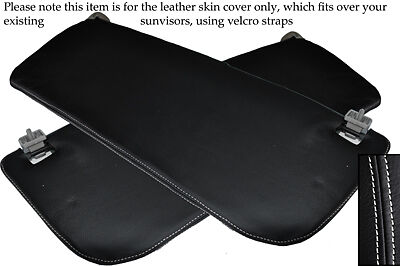 WHITE STITCHING FITS FORD TRANSIT MK6 00-06 2X SUN VISORS LEATHER COVERS ONLY