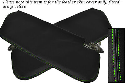GREEN STITCH FITS HUMBER SCEPTRE HILLMAN HUNTER 2X SUN VISORS LEATHER COVER ONLY