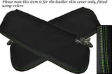 GREEN STITCH FITS HUMBER SCEPTRE HILLMAN HUNTER 2X SUN VISORS LEATHER COVER ONLY