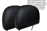 YELLOW STITCH FITS ROVER 25 & MG ZR 99-05 2X FRONT HEADRESTS LEATHER COVERS ONLY