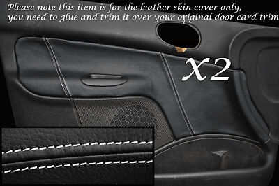 WHITE STITCH FITS PEUGEOT 206 98-10 2X FRONT DOOR CARD LTHR COVERS 5 DOOR MODELS