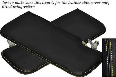 YELLOW STITCH FITS VAUXHALL OPEL VIVA 2X SUN VISORS LEATHER COVERS ONLY
