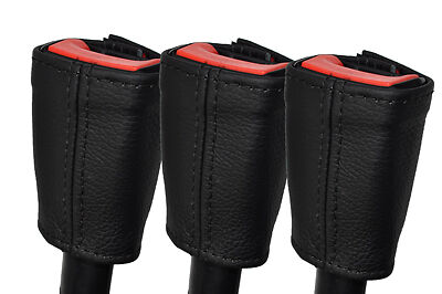 BLACK STITCH FITS FIAT MULTIPLA 99-05 3X FRONT SEAT BELT STALK LEATHER COVERS
