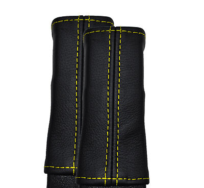 YELLOW STITCH FITS CAMARO FIREBIRD 82-92 2X SEAT BELT STALK LEATHER COVERS ONLY