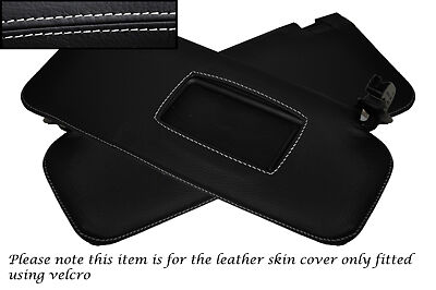 WHITE STITCH FITS AUDI TT MK2 COUPE 2006-2013 2X SUN VISORS LEATHER COVERS ONLY