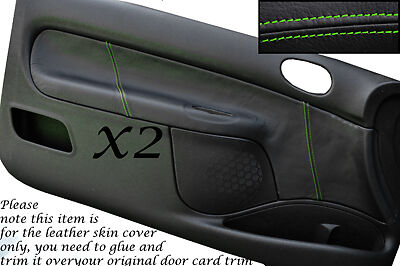GREEN STITCH FITS PEUGEOT 206 CC & 3 DOOR 98-10 2X DOOR CARD LEATHER COVERS ONLY