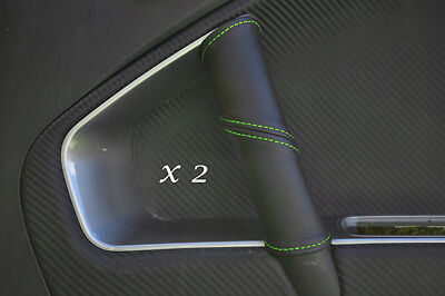 GREEN STITCHING FITS ALFA ROMEO MITO 2X DOOR HANDLE LEATHER COVERS ONLY